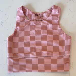 INDIE & CO Pink Checkered Crop swim Top